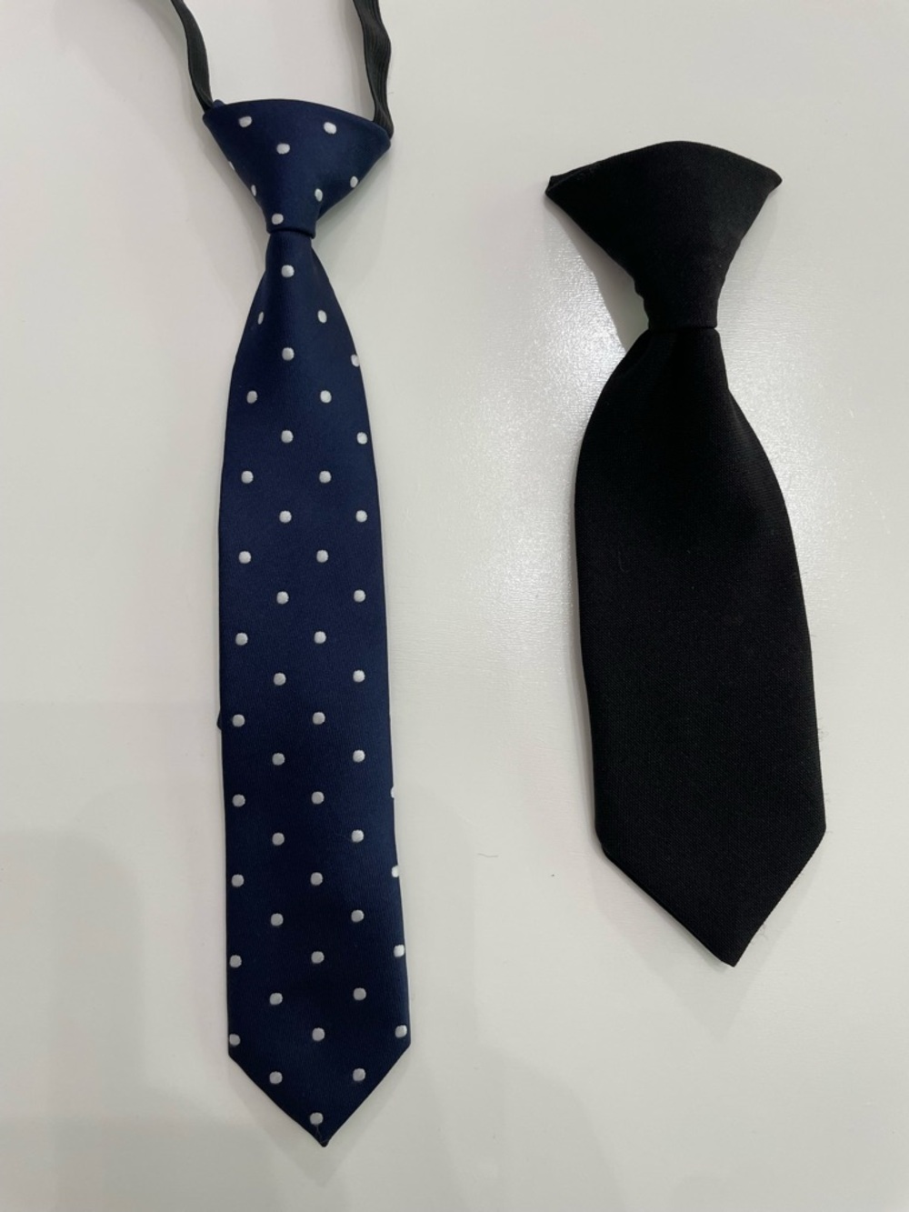 H&M Navy Polka Dot Tie and Black Clip On Tie Grandpa Wedding Funeral Church